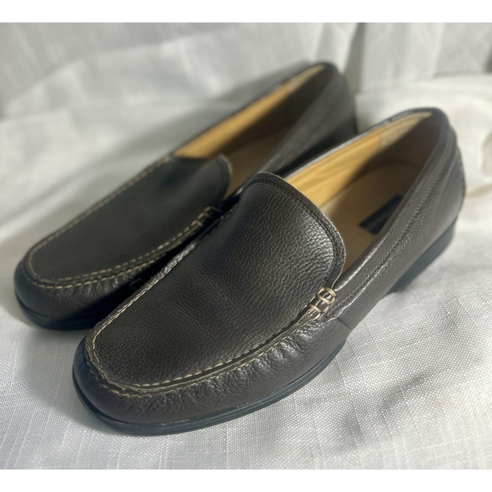 Men's Bostonian Leather Slip On Brown Loafer Size 11M Black Sole